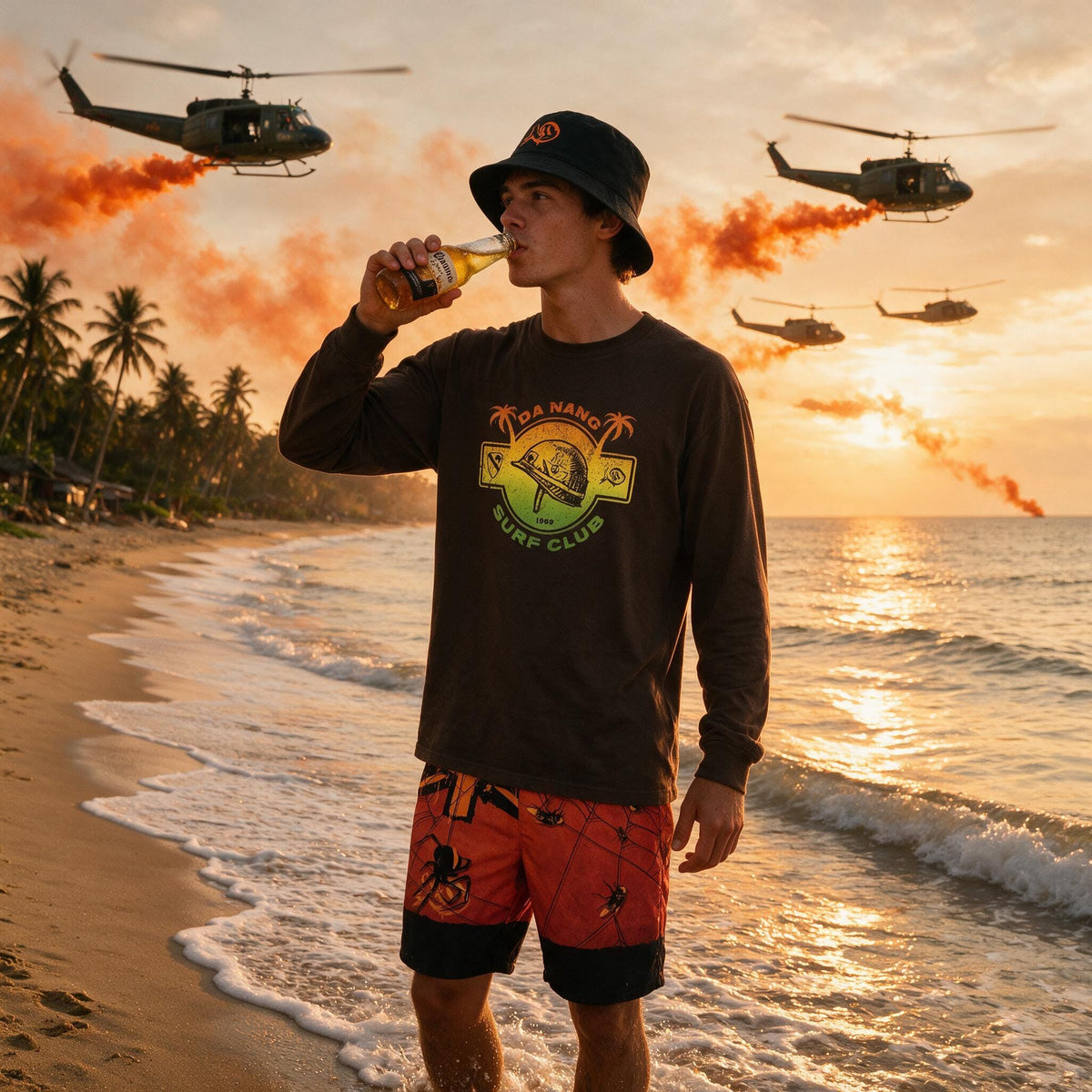 Agent Orange Da Nang Surf Club Long Sleeve T-Shirt — surf graphic long sleeve, Australian streetwear