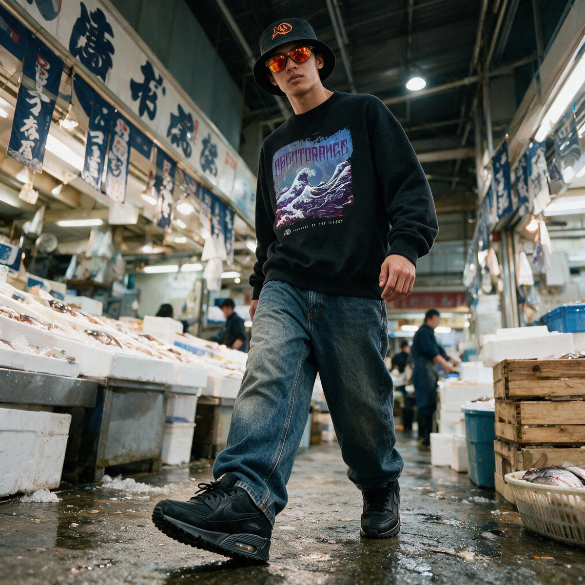 Agent Orange Wavves Crewneck Sweater — graphic crewneck sweater, Australian streetwear
