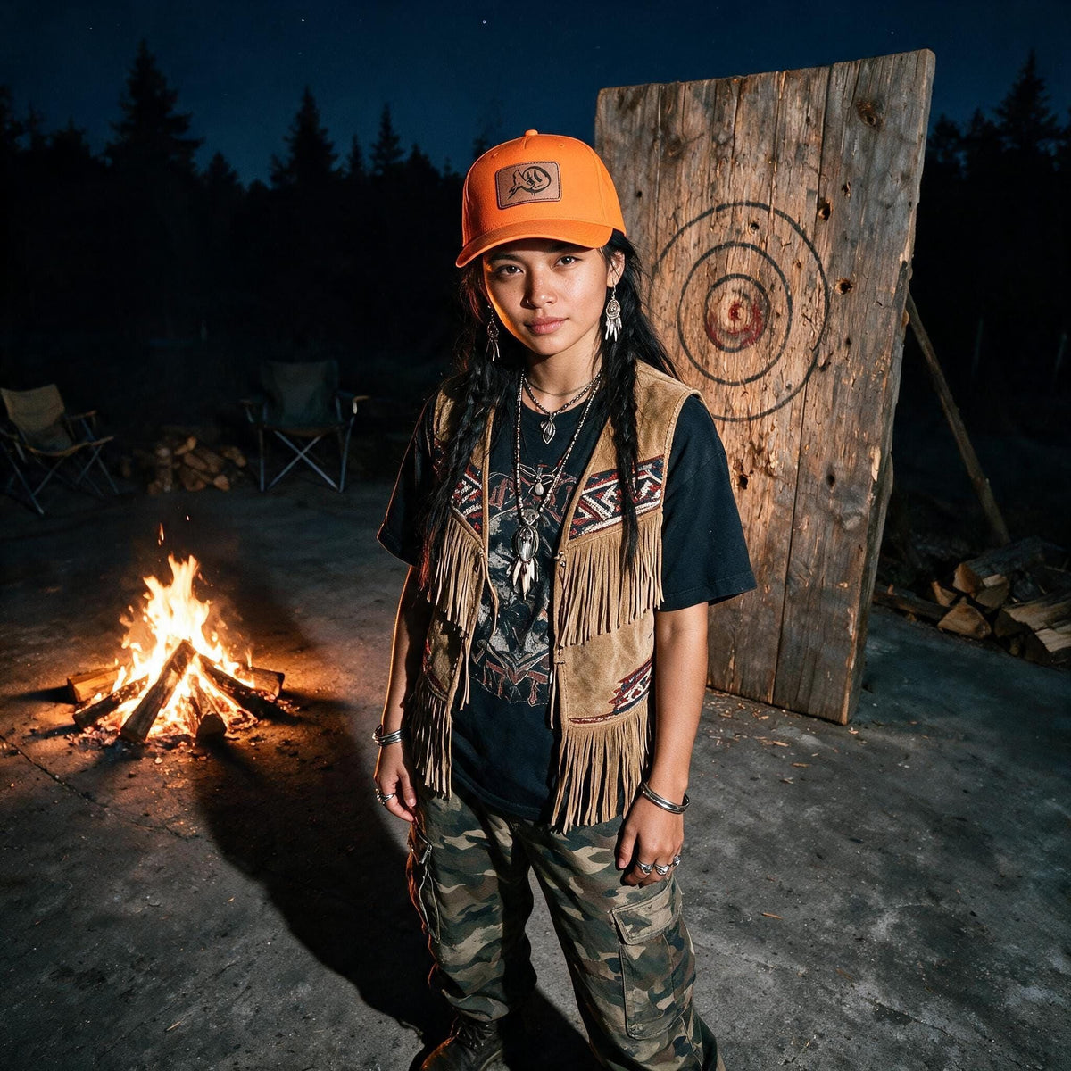 Agent Orange Lakota Leather Patch Cap — leather patch streetwear cap, Australian 