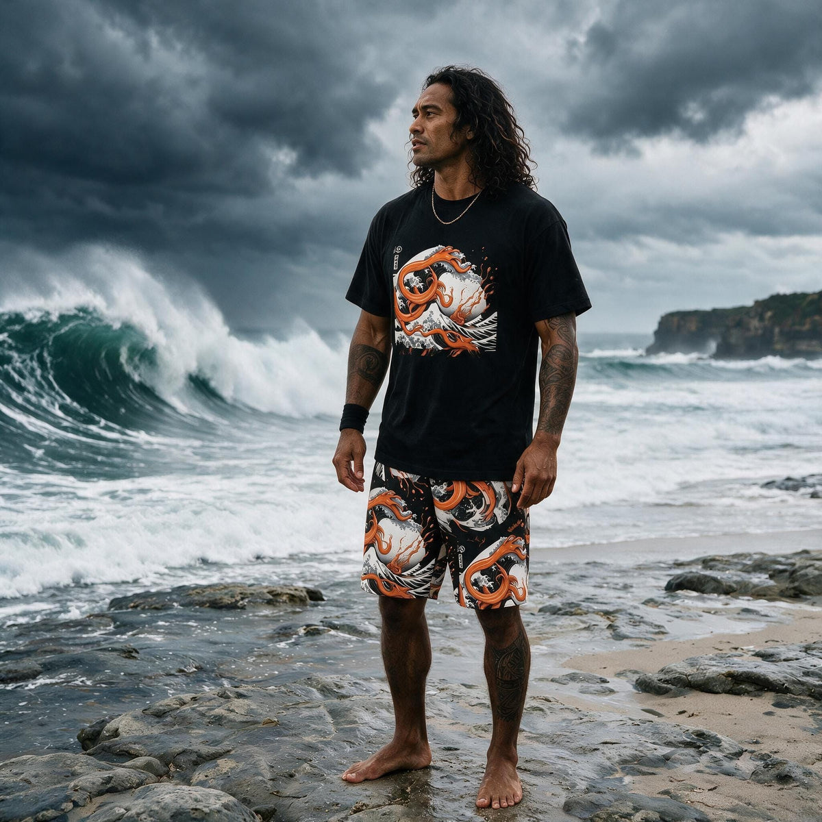 Agent Orange Symbiote Tsunami T-Shirt — bold graphic tee, Australian streetwear